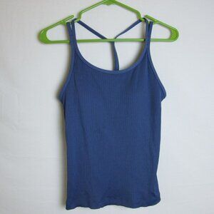 Victoria Secret Tank Top Navy Blue Ribbed Athletic Cami Gym Women's Small